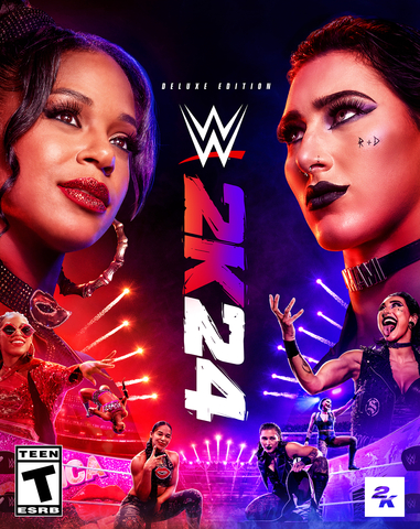 Today, 2K announced the Deluxe Edition and Forty Years of WrestleMania Edition of WWE® 2K24, the newest installment of the flagship WWE video game franchise developed by Visual Concepts, are available now on PlayStation® 5 (PS5®), PlayStation®4 (PS4®), Xbox Series X|S, Xbox One, and PC via Steam.* The Standard Edition and Standard Cross-Gen Digital Edition will be available on Friday, March 8, 2024. (Graphic: Business Wire)