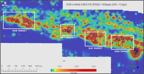 Figure 2: Geochem Map of the Northern District Targets with PGMs Drill Result Highlights (Photo: Business Wire)