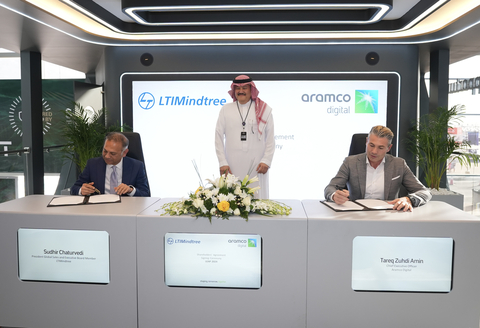 Signing of the shareholders' agreement between LTIMindtree and Aramco Digital. Left to right, Sudhir Chaturvedi, President, and Executive Board Member, LTIMindtree and Tareq Amin, CEO, Aramco Digital. (Photo: Business Wire)