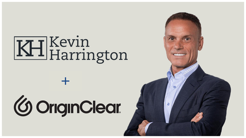 “The more I learn about OriginClear’s mission, the more excited I get,” said celebrity entrepreneur Kevin Harrington. “The OriginClear team has a unique approach to the water problem – it’s called local responsibility – and I’m honored to advise the team on how to get America involved in making the water revolution happen!” Graphic by OriginClear