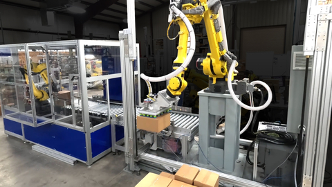 The DAC Robotics system combines the OSARO® Robotic Depalletization System with DAC’s latest automatic box opening ABOT and its automated decant robot. For the first time, fulfillment operators and 3PLs can now deploy an integrated and fully automated system capable of performing three crucial tasks: depalletizing, box opening, and decanting. (Photo: Business Wire)
