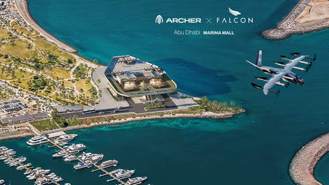 thumbnail Archer and Falcon Aviation will jointly develop a vertiport network in Dubai and Abu Dhabi, enabling flights between the two cities with Archer’s Midnight flying car while establishing a key operational development for Archer’s plans to launch across the Emirates in both cities as soon as 2025. *Image depicts simulated flight (Photo: Business Wire)