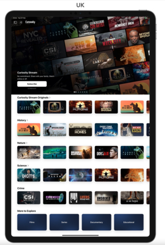 Curiosity Stream launches in the Apple TV app in the UK and 22 more European countries. (Photo: Business Wire)