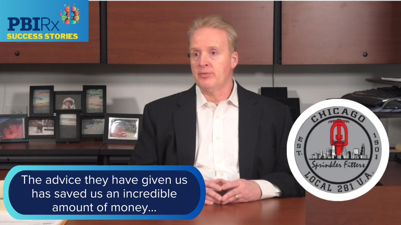 Tim Morrin, Fund Administrator of Automatic Sprinkler Local 281, U.A. Welfare Fund, recounts first year savings of one-million dollars achieved through PBIRx’s client-focused partnership and personalized guided service. Morrin credits PBIRx with delivering tangible results to their plan by employing unique strategies to optimize savings while protecting their members’ quality of care.