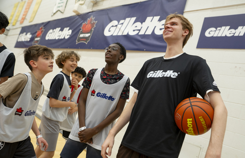 Toronto Raptors guard/forward Gradey Dick joins Gillette to celebrate its new partnership with National Basketball Youth Mentorship Program that aims to provide more boys in Canada with access to positive role models. (Photo: Business Wire)