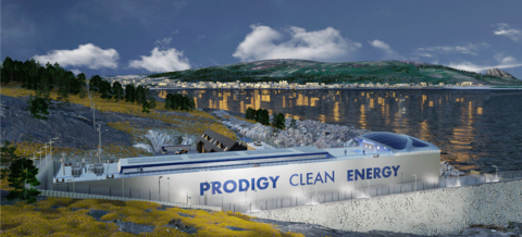 Conceptual illustration of Prodigy’s Microreactor Power Station™ TNPP. Variant is marine transported and coastally installed on land. (Graphic: Business Wire)