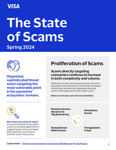Visa's Biannual Threats Report showcases the latest in consumer scams and organized cybercrimes.