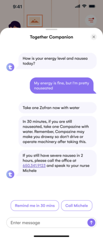 The Together Companion is the first-ever AI-powered accurate, personal chatbot based on a patient’s actual health history, medications, current vitals, care plans and provider instructions (Graphic: Business Wire)