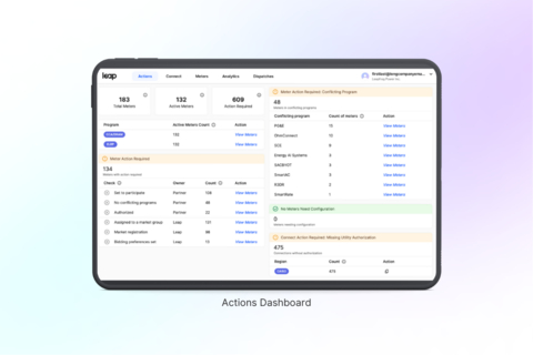 Featured in the release is a new Actions Dashboard, providing increased visibility into the steps required to integrate DERs into demand response and other grid services programs. (Graphic: Business Wire)