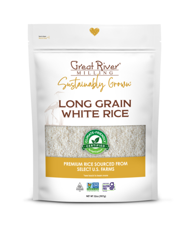 The first consumer products funded by USDA’s Partnership for Climate-Smart Commodities are now available to US households - Great River Milling Long Grain White Rice and Long Grain Brown Rice. (Photo: Business Wire)