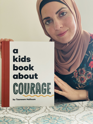 original AZVA Teacher Tasneem Halloum and her book, A Kids Book About Courage (Photo: Business Wire)