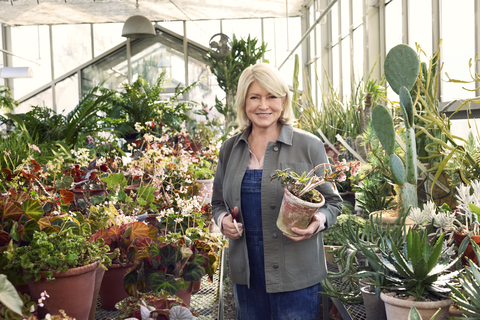 Martha Stewart in the garden chore jacket, convertible overalls and peony long sleeve T-shirt now available at Tractor Supply. (Photo: Business Wire)