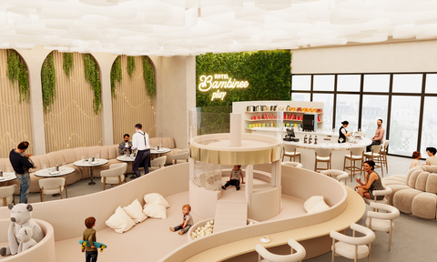 Hotel Bambinee’s experiences will come to life through rotating, animated spaces for children to play in and parents to unwind. A café will offer kid-friendly meals, and a small bar will serve beer, wine and mocktails for the adults. (Photo: Business Wire)