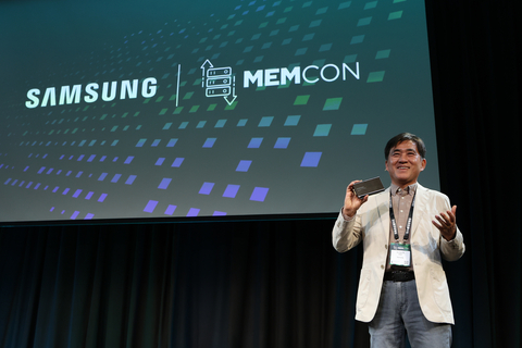 Jin-Hyeok Choi, Corporate Executive Vice President, Device Solutions Research America - Memory at Samsung Electronics, unveiled the industry's first CXL Memory Module Hybrid for Persistent Memory (CMM-H PM) during his keynote presentation at Memcon 2024. (Photo: Business Wire)