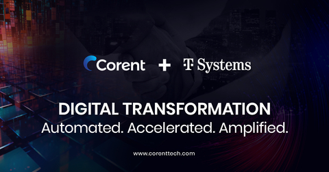 T-Systems has signed a multi-year partnership agreement with Corent Technology - a technology leader in Cloud Migration, Modernization, Optimization and SaaS transformation automation technologies. This follows an extensive vendor selection process to find the best technology to enable and accelerate digital transformation for customers in the DACH market (Germany, Austria, Switzerland), and elsewhere. Go to www.corenttech.com for more. (Graphic: Business Wire)