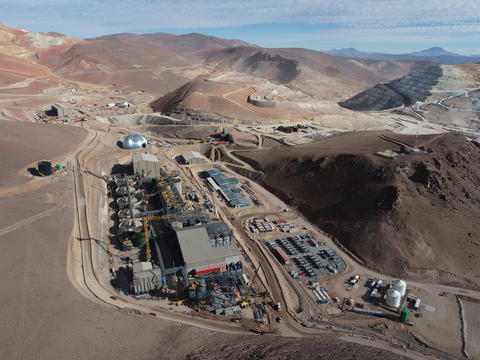 Una vista aérea del proyecto minero. 
