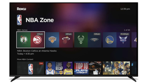 With hundreds of programming options to choose from, all in the NBA Zone, NBA fans and Roku users can stay up to date with their favorite teams, plus find the latest news, game highlights, and more. (Graphic: Business Wire)