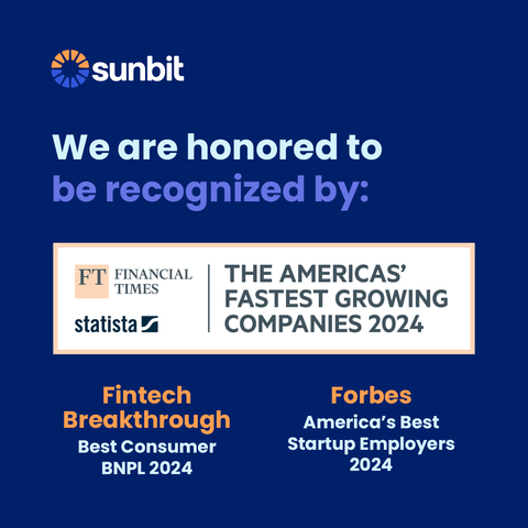 Sunbit Earns Key Spot on The Financial Times List: The Americas' Fastest Growing Companies 2024, #3 in Fintech, Financial Services & Insurance (Graphic: Business Wire)