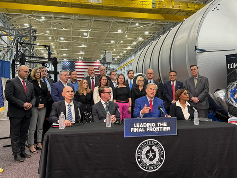 original Texas Governor Greg Abbott visits NASA’s Johnson Space Center to announce the inaugural members of Texas Space Commission Board of Directors and the Texas Aerospace Research and Space Economy Consortium Executive Committee. (Photo: Business Wire)