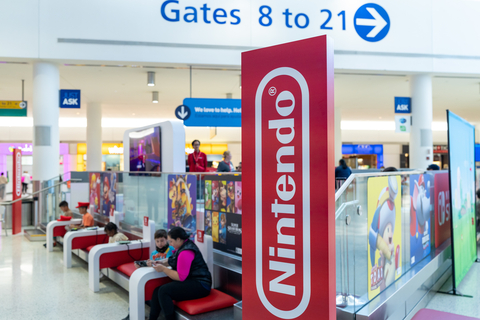 In this photo, Nintendo of America hosts an activation at JetBlue’s Terminal 5 in John F. Kennedy International Airport in New York City through April 20. Traveling families are invited to visit some of Mushroom Kingdom’s favorite characters via gameplay at the “Nintendo Switch On the Go” pop-up. (Photo: Nintendo of America)
