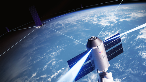 Vast’s Haven-1 commercial space station (with docked Dragon spacecraft) connecting via laser terminals to SpaceX Starlink satellite network. (Illustration: Vast)