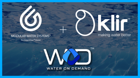 "Klir is proud to be selected as a trusted partner of OriginClear in revolutionizing water management through our unified operating system,” said David Lynch, CEO of Klir. “Our collaboration marks a significant stride towards empowering businesses to take charge of their water treatment needs, ultimately fostering better water quality and sustainability. We are committed to supporting OriginClear's Water On Demand pilot program and look forward to delivering seamless, efficient solutions for managing water resources at the local level." (Graphic: OriginClear)