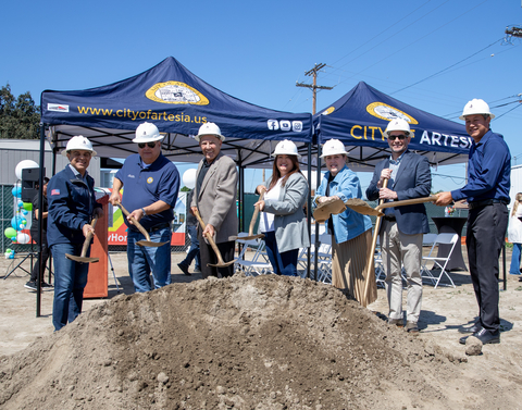 Mayor Tony Lima and the Artesia City Council at the groundbreaking of Eginhouse. (Photo: City Ventures)