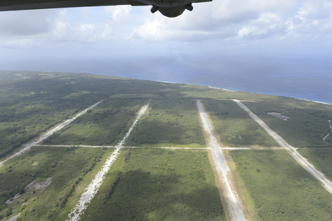 A U.S. Air Force C-130H Hercules flies over North Field, Tinian, Commonwealth of the Northern Mariana Islands (Photo: Business Wire)
