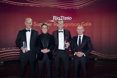 (L-R) Wesfarmers Managing Director and Chief Executive Officer Rob Scott (CEO Award winner), Rio Tinto Iron Ore Chief Executive Simon Trott, Monadelphous Managing Director Zoran Bebic (Supplier of the Year Award winner) and Western Australian Premier Roger Cook. (Photo: Business Wire)