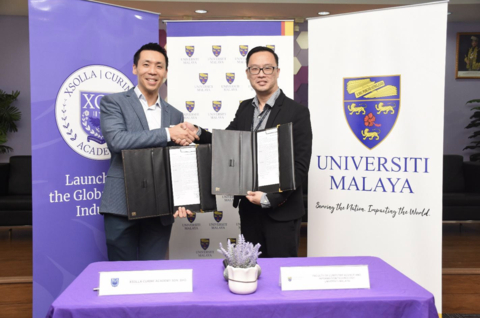Left: Mr. Kaveh Wong Tz Toe, Founder / Director of Xsolla Curine Academy Sdn. Bhd.; Right: Professor Dr. Chan Chee Seng, Dean of Faculty of Computer Science & Information Technology (FCSIT) UM, shake hands after signing the Letter of Intent for joint collaboration. (Photo: Business Wire)