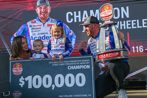Major League Fishing Bass Pro Tour angler Jacob Wheeler of Harrison, Tennessee, earned a record-breaking eighth career BPT win Sunday at Dale Hollow Lake in Tennessee, and brought home another $100,000 payday - his second of the season.(Photo: Business Wire)