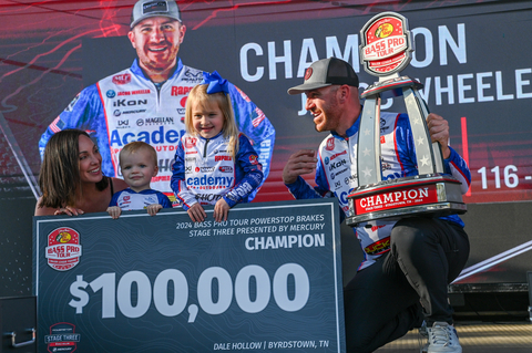 original Major League Fishing Bass Pro Tour angler Jacob Wheeler of Harrison, Tennessee, earned a record-breaking eighth career BPT win Sunday at Dale Hollow Lake in Tennessee, and brought home another $100,000 payday - his second of the season.(Photo: Business Wire)