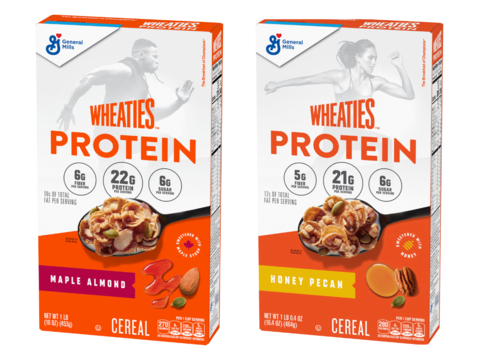 Wheaties Protein packs more than 20 grams of protein in every serving and is available in Maple Almond and Honey Pecan. (Photo: Business Wire)