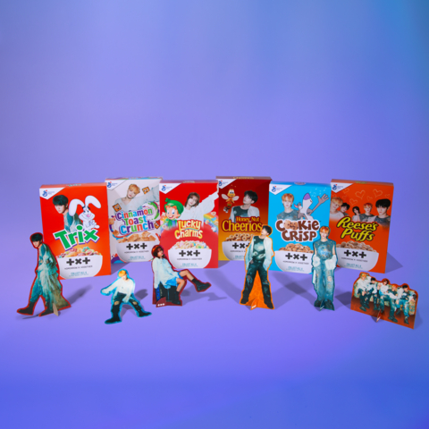 General Mills has partnered with K-pop group TXT, also known as TOMORROW X TOGETHER, to take over cereal boxes for a limited time! (Photo: Business Wire)