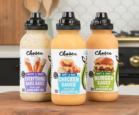 original New Dip & Drizzle Sauces made with 100% pure avocado oil from Chosen Foods. (Photo: Business Wire)