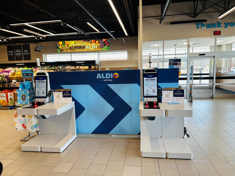 Shoppers can now skip the line with ALDIgo powered by Grabango. The checkout-free technology is available at the ALDI store at 2275 West Galena Blvd., Aurora, IL, a Chicago suburb. Photo courtesy of Grabango.