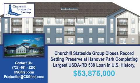 Churchill Stateside Group Closes Record Setting Preserve at Hanover Park Completing Largest USDA-RD 538 Loan in U.S. History, $53.8M (Graphic: Business Wire)