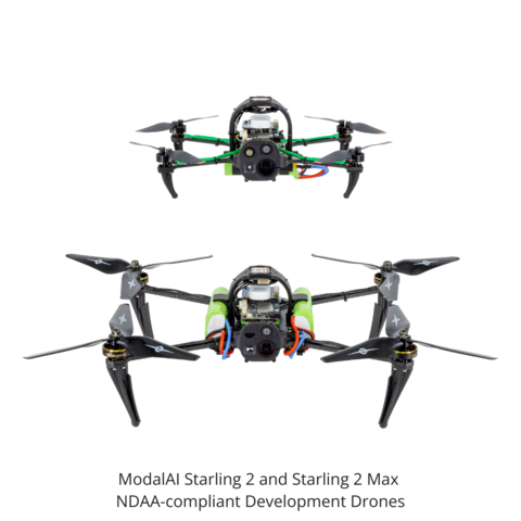 ModalAI Starling 2 and Starling 2 Max NDAA-Compliant VOXL 2 powered development drones (Photo: Business Wire)