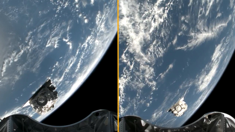 original Images of the deployments of Maxar Intelligence's first two WorldView Legion satellites provided by SpaceX. (Photo: Maxar Intelligence)