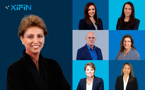 XiFin Speakers: On left, Lâle White. From top left to right, Diana Richard, Stephanie Denham, Jeff Carmichael, Sandra Greefkes, Heather Agostinelli, and Clarisa Blattner. (Photo: Business Wire)