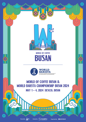 L'evento World of Coffee & World Barista Championship Busan si terrà dal 1º al 4 maggio nel centro congressuale BEXCO di Busan. (Grafica: EXPORUM)