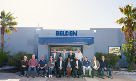 A group of U.S. congressional representatives, members of the U.S. Consulate and representatives from the Bipartisan Policy Center join Belden Inc. leaders for a tour of the company's manufacturing facility in Nogales, Mexico on Friday, April 26. The tour highlighted the productivity of the Nogales facility and its role in enabling the solutions Belden delivers across North America and worldwide. (Photo: Business Wire)