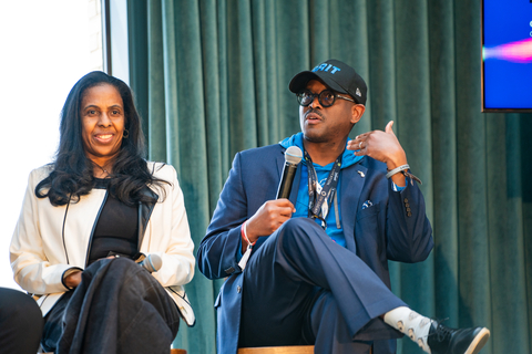 [from left] Dawn Batts, co-founder of Commune Angels, and Quentin L. Messer, Jr., CEO of the MEDC, speak on a panel about working together to build community and generational wealth at the Winning Picks Luncheon during the Detroit draft. (Photo: Michigan Economic Development Corporation)