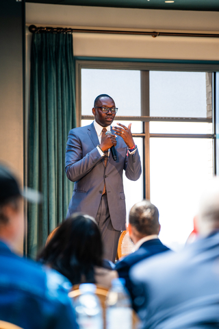 Michigan Lt. Gov. Garlin Gilchrist II kicks off the Winning Picks Luncheon during the Detroit draft to discuss investing in local startups, connecting sports and tech communities, and building generational wealth. (Photo: Michigan Economic Development Corporation)