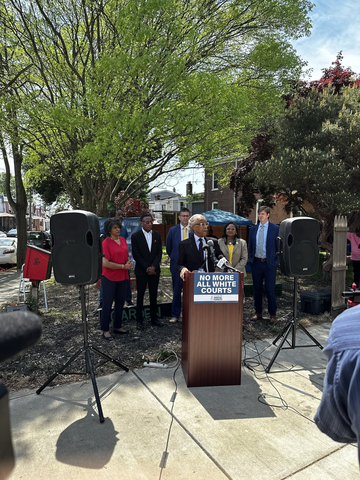 original Rev Al Sharpton rallying with candidates, activists, and Citizens for Judicial Fairness in Wilmington (Photo: Business Wire)