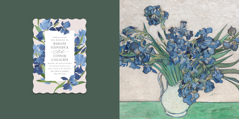 Premium design marketplace Minted announced its debut wedding stationery collaboration with The Metropolitan Museum of Art. The “Irises” wedding invitation suite by Minted artist Everett Paper Goods draws inspiration from Van Gogh’s iconic painting in the Museum’s collection. Inspired by: Irises by Vincent Van Gogh. Dutch. 1890. Gift of Adele R. Levy, 1958. The Metropolitan Museum of Art. (Graphic: Minted / The Metropolitan Museum of Art)
