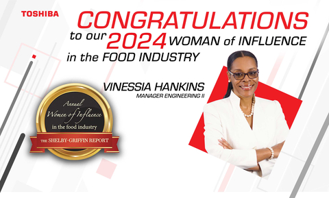 Vinessia Hankins at Toshiba Global Commerce Solutions won the Women of Influence in the Food Industry award for her outstanding contributions. (Graphic: Business Wire)