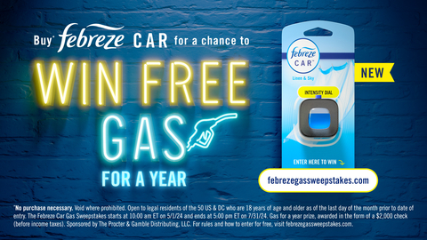 Febreze is giving away free gas for a year to celebrate the NEW Febreze CAR! (Graphic: Business Wire)