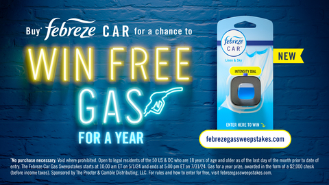 original Febreze is giving away free gas for a year to celebrate the NEW Febreze CAR! (Graphic: Business Wire)
