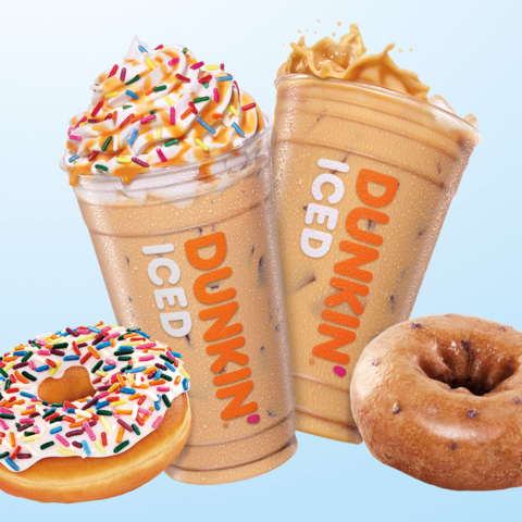 Dunkin' Vanilla Frosted Donut Iced Signature Latte and Blueberry Donut Iced Coffee (Photo: Business Wire)